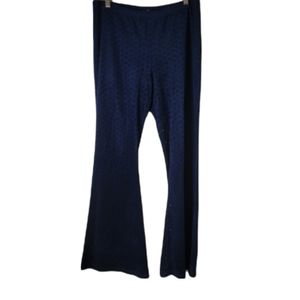 Earthbound Navy Blue Laser Cutout Faux Suede Flare Pants Size XL